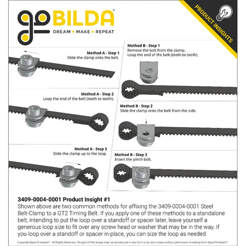 ServoCity Steel Belt-Clamp for 2mm Pitch GT2 Timing Belt - 2 Pack