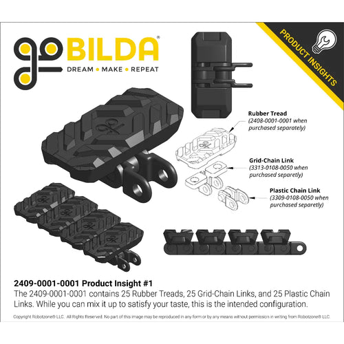 ServoCity Tumbleweed Tank Track (800mm Length, 50A Durometer Treads)