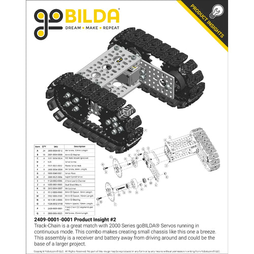 ServoCity Tumbleweed Tank Track (800mm Length, 50A Durometer Treads)