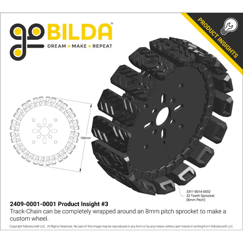 ServoCity Tumbleweed Tank Track (800mm Length, 50A Durometer Treads)