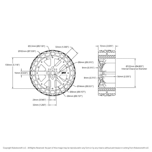 ServoCity Wasteland Wheel (192mm Diameter, 72mm Width)