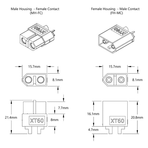 ServoCity XT60 Connector Pack (MH-FC x 5, FH-MC x 5)