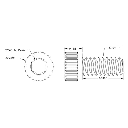 ServoCity Zinc-Plated Steel Socket Head Screw (6-32 UNC, 5/16" Length) - 25 Pack