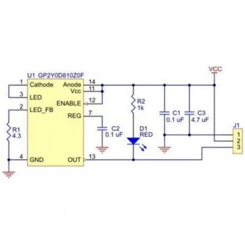 Pololu Carrier w/ Sharp GP2Y0D810Z0F Distance Sensor - 2cm to 10cm