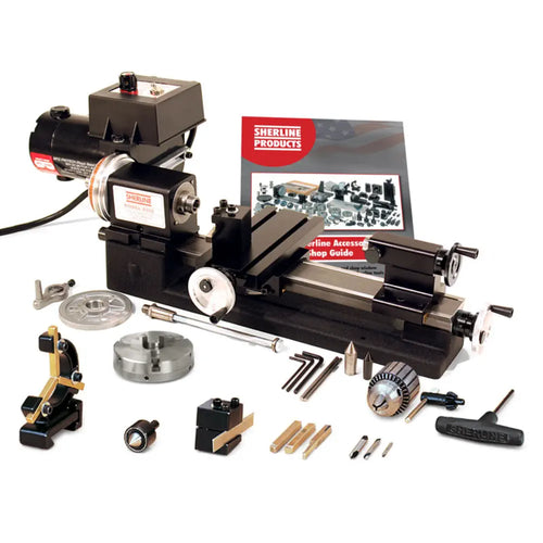 Sherline Manual 8-Inch Tabletop Lathe with Zero Adjustable Handwheels Package B (Inch)