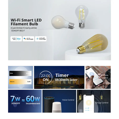 SONOFF B02-F Smart Wi-Fi LED Filament Bulb (B02-F-ST64)
