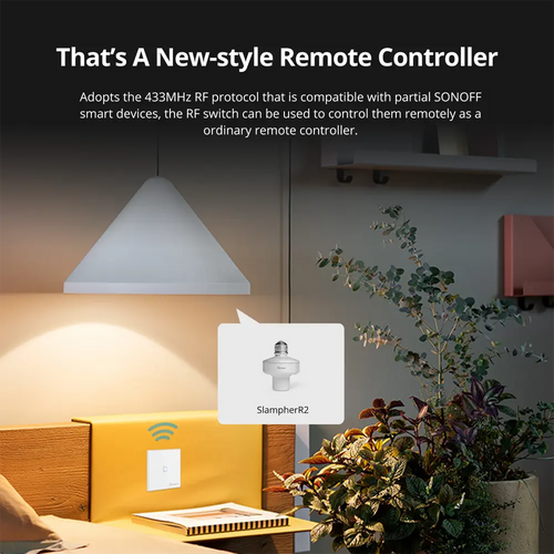 SONOFF T2EU-RF – Wall Panel Sticky 433MHz Wireless RF Remote (1 Gang)