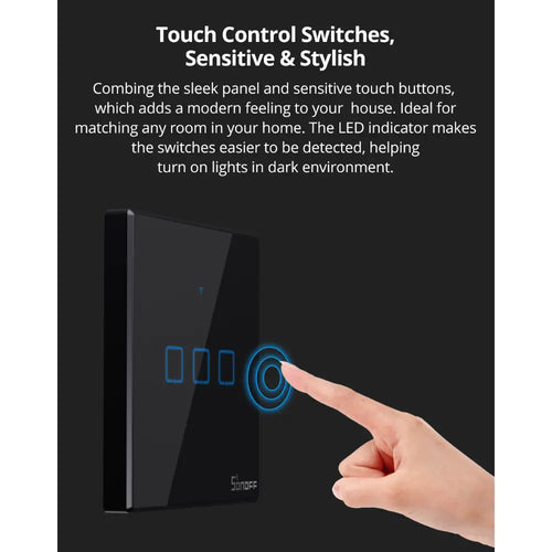 SONOFF TX Series WiFi Wall Switch (T3, US, 1 Gang, Black)