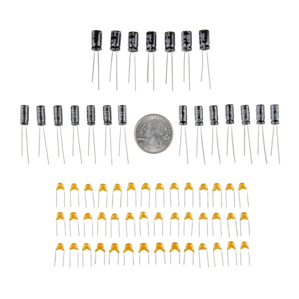 Sparkfun Bag-o-Capacitors 45-PC Kit w/ Ceramic & Electrolytic Capacitors 10pF to 100µF