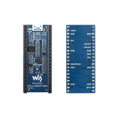 Waveshare 10-DOF IMU Sensor Module for Raspberry Pi Pico, onboard MPU9250 & LPS22HB Chip