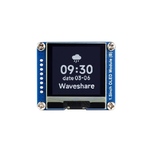 Waveshare 1.5" OLED Display Module, 128×128 Resolution, SPI/I2C Communication, Black/White Display Color