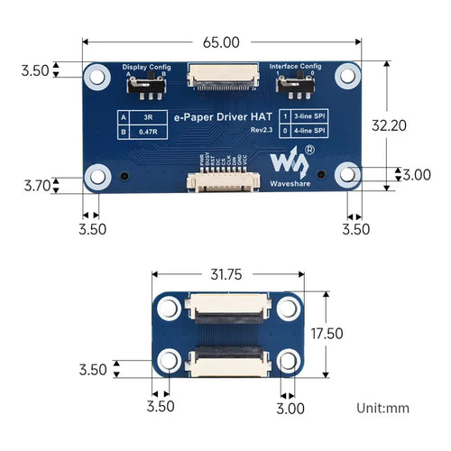 Waveshare 212x104, 2.13-inch Flexible E-Ink Display HAT for Raspberry Pi