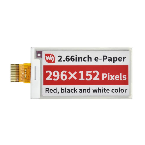 Waveshare 2.66" E-Paper (B) E-Ink Raw Display, 296×152, Red / Black / White, SPI, w/o PCB