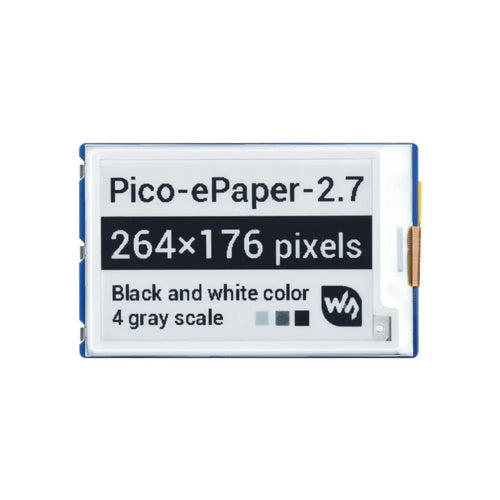 Waveshare 2.7" E-Paper E-Ink Display Module for Raspberry Pi Pico, 264×176, Black / White, 4 Grayscale, SPI