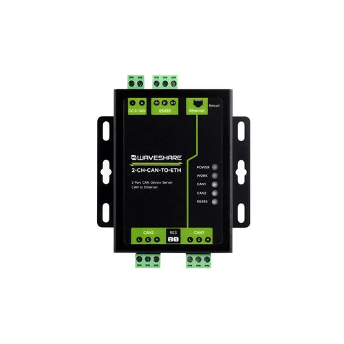 Waveshare 2-Ch CAN to Ethernet Server, 2-Ch CAN + RS485 + Ethernet Port, Supports CAN Repeater / CAN to RS485