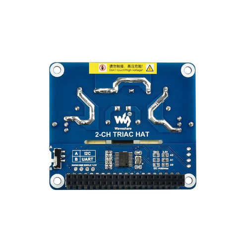 Waveshare 2-CH Triac HAT for Raspberry Pi, Integrated MCU, UART / I2C