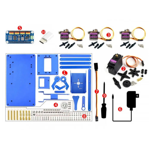 Waveshare 4-DOF Metal Robot Arm Kit for Raspberry Pi, Bluetooth/WiFi