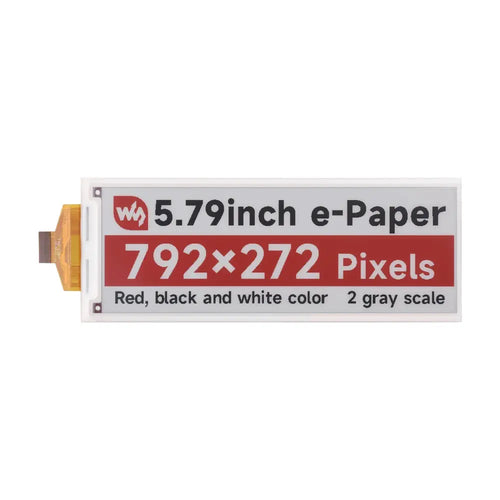 Waveshare 5.79" E-Paper (B) Raw Display, E-Ink, 792x272, Red/Black/White, SPI Communication