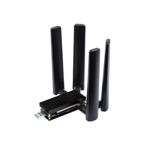 Waveshare 5G Dongle Module, Quad Antennas, USB 3.1 Port, Aluminum Alloy Heatsink, M.2 Key B Interface (RM520N-GL)