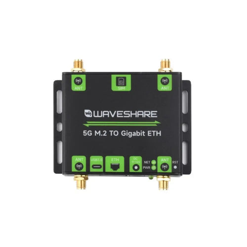 Waveshare 5G M.2 to Gigabit Ethernet Converter, 5G M.2 to USB3.1, Aluminum Alloy Case (RM520N-GL, UK)
