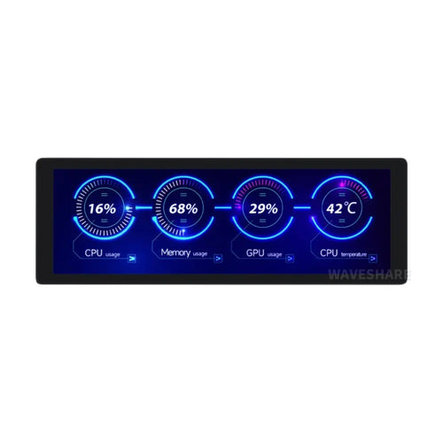 Waveshare 7.9" IPS Display, 400×1280 Pixel, Toughened Glass Panel, HDMI Interface (Touch Function)