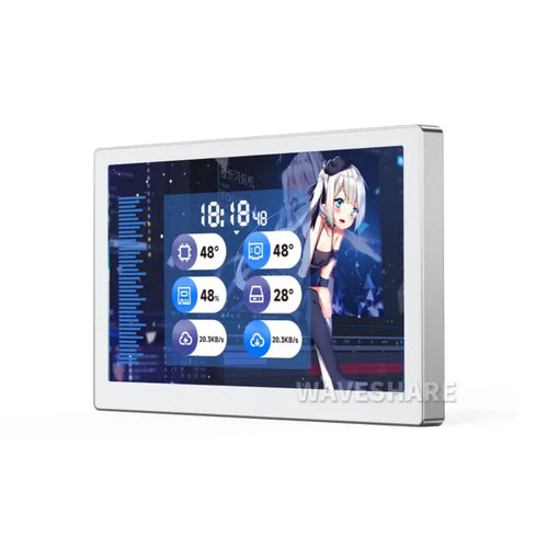 Waveshare 8 " USB Monitor, AIO LCD Screen, IPS Panel, Type-C Interface, CNC Metal Case (Silver)