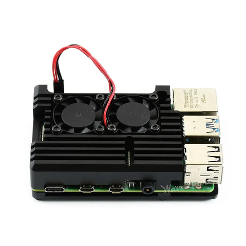 Waveshare Aluminium Alloy Case for Raspberry Pi 4, Dual Cooling Fans