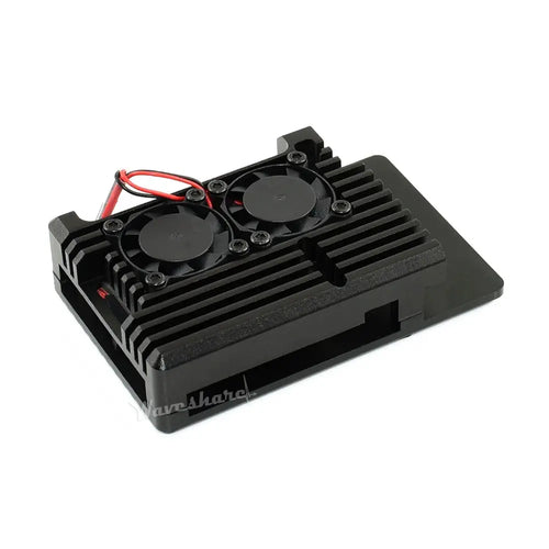 Waveshare Aluminium Alloy Case for Raspberry Pi 4, Dual Cooling Fans