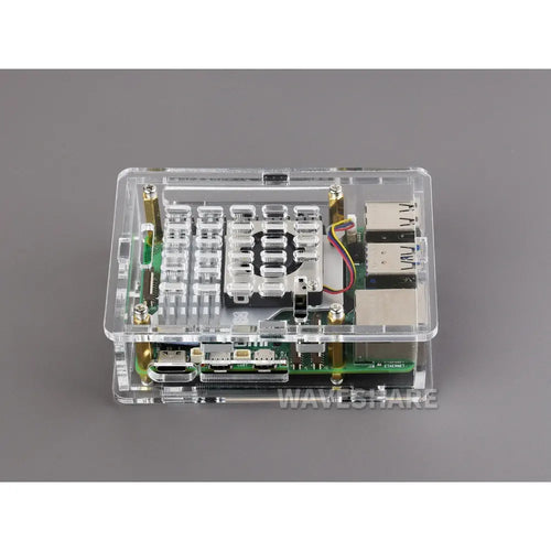 Waveshare Clear Acrylic Case for Raspberry Pi 5, Supports Installing Official Active Cooler