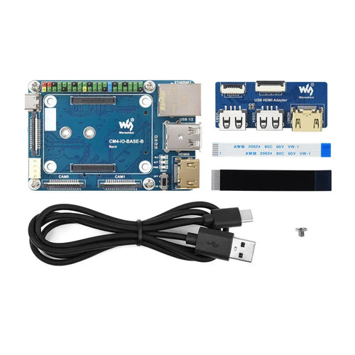 Waveshare CM4-IO-BASE-B + USB HDMI Adapter for Raspberry Pi Compute Module 4 (Board Only)