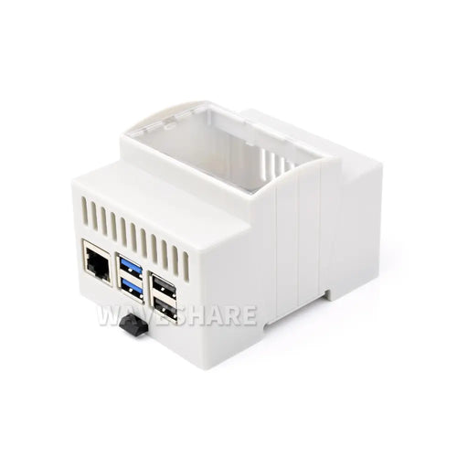 Waveshare DIN Rail ABS Case for Raspberry Pi 5, Large Inner Space, Injection Moduling