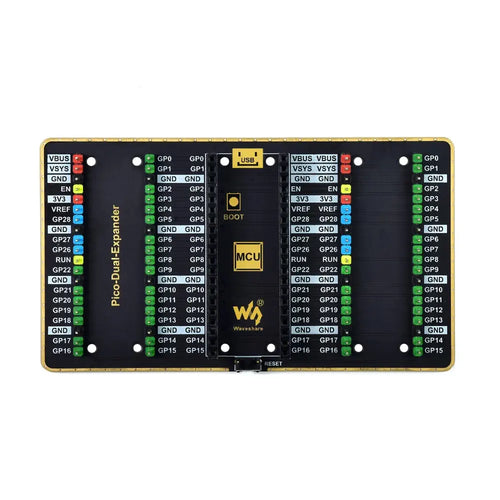 Waveshare Dual GPIO Expander for Raspberry Pi Pico, 2 Sets of Male Headers