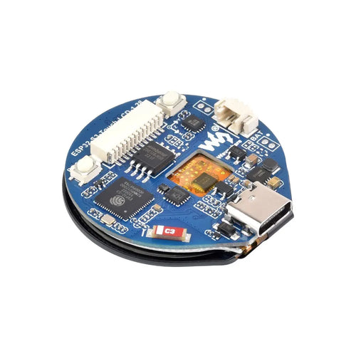 Waveshare ESP32-S3 Development Board w/ 1.28" Round Touch LCD, Compact Size, Accelerometer & Gyroscope