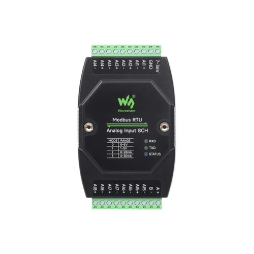 Waveshare Industrial 8-Ch Analog Acquisition Module, 12-Bit High-Precision, Supports Voltage & Current Acquisition (0~20mA)