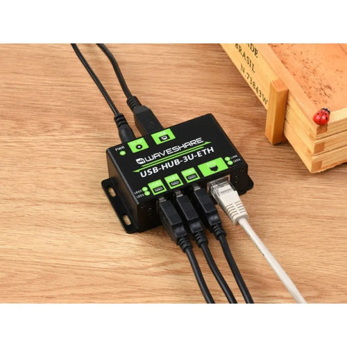 Waveshare Industrial Grade Multifunctional USB HUB, Extending 3x USB Ports + 100m Ethernet Port (US)