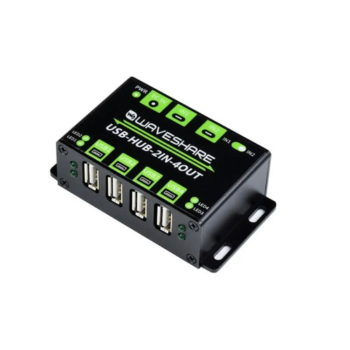 Waveshare Industrial Grade USB HUB, Extending 4x USB 2.0 Ports, Switchable Dual Hosts