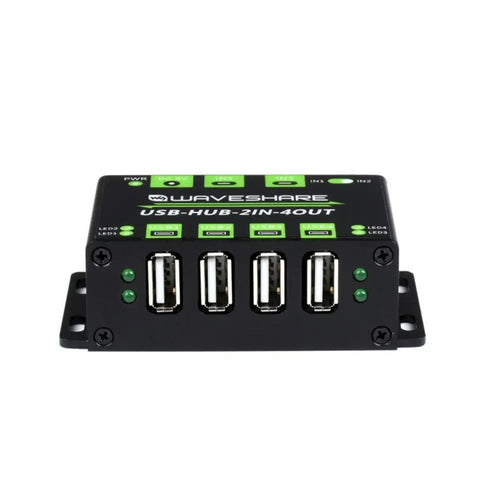 Waveshare Industrial Grade USB HUB, Extending 4x USB 2.0 Ports, Switchable Dual Hosts
