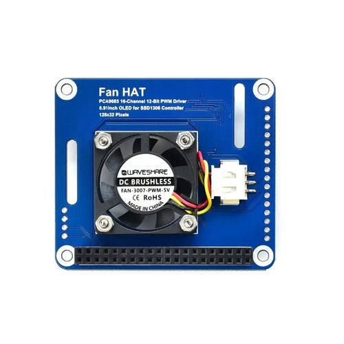 Waveshare PWM Controlled Fan HAT for Raspberry Pi, I2C, Temperature Monitor