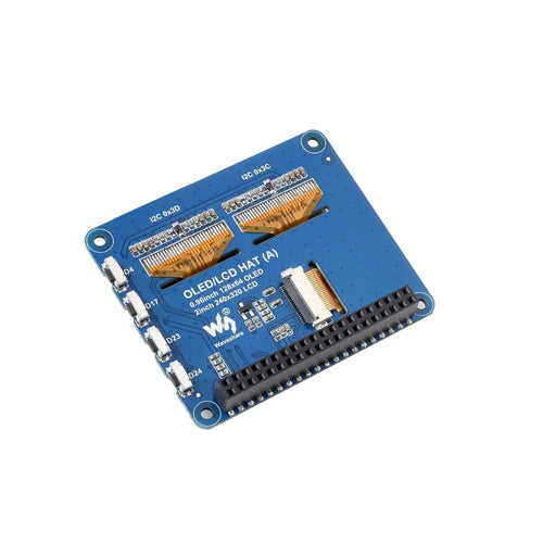 Waveshare Raspberry Pi OLED/LCD HAT, Onboard 2" IPS LCD Main Screen & Dual 0.96" Blue OLEDs