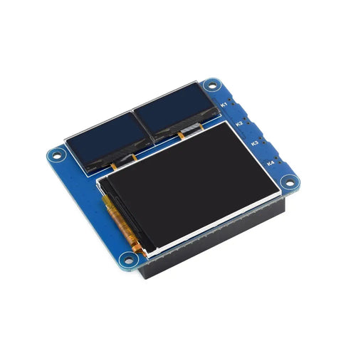 Waveshare Raspberry Pi OLED/LCD HAT, Onboard 2" IPS LCD Main Screen & Dual 0.96" Blue OLEDs