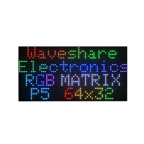 Waveshare RGB Full-Color LED Matrix Panel, 5mm Pitch, 64×32 Pixels, Adjustable Brightness
