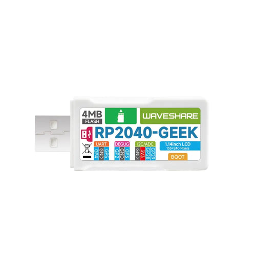 Waveshare RP2040-GEEK Development Board, Based on RP2040 Microcontroller, w/ 1.14" 65K Color LCD
