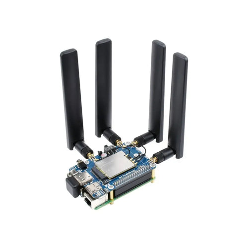 Waveshare SIM8262A-M2 5G HAT for Raspberry Pi, Quad Antennas 5G NSA, Multi-Band, 5G/4G/3G Compatible (w/ Case)