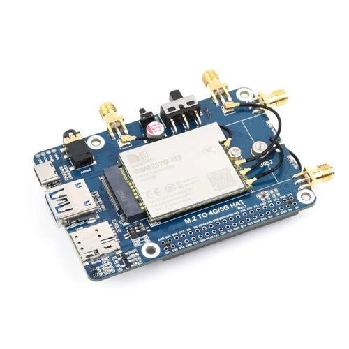 Waveshare SIM8262A-M2 5G HAT for Raspberry Pi, Quad Antennas 5G NSA, Multi-Band, 5G/4G/3G Compatible (w/ Case)