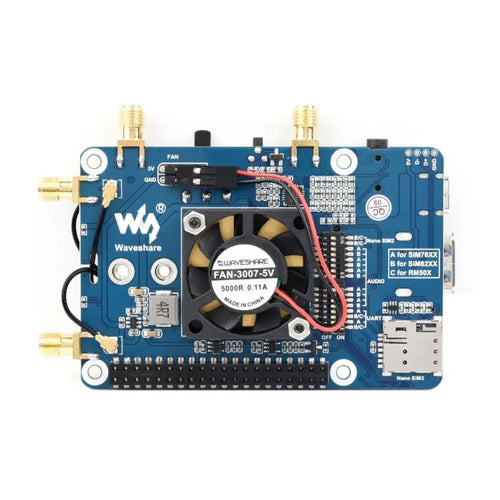Waveshare SIM8262A-M2 5G HAT for Raspberry Pi, Quad Antennas 5G NSA, Multi-Band, 5G/4G/3G Compatible (w/ Case)