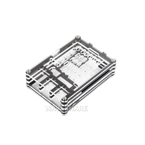 Waveshare Transparent & Black Acrylic Case for Raspberry Pi 5, Supports Installing Official Active Cooler