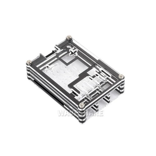 Waveshare Transparent & Black Acrylic Case for Raspberry Pi 5, Supports Installing Official Active Cooler