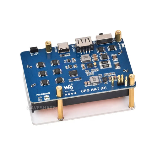 Waveshare UPS HAT (D) for Raspberry Pi, Supports 21700 Li Battery (not Included), 5V Uninterruptible Power Supply, Pogo Pins Connector
