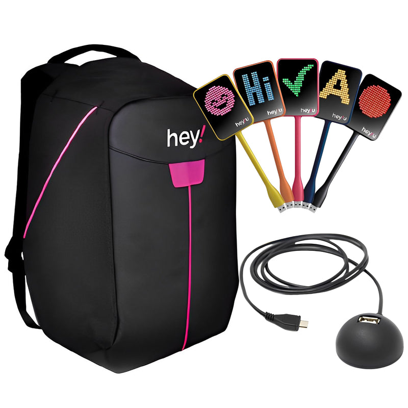 Hey!u Micro USB Pack of 25 w/ Pink Backpack, Real Time Visual Feedback for Active Learning &amp; Collaboration in the Classroom