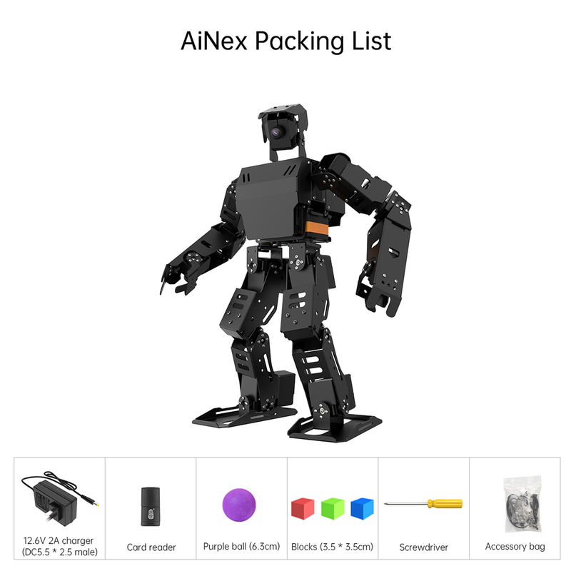 AiNex ROS Education AI Vision Humanoid Robot Powered by Raspberry Pi 4B Inverse Kinematics Algorithm Learning &amp;Teaching Kit (With Raspberry Pi 4B 8G）